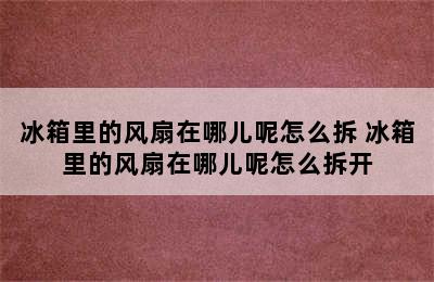 冰箱里的风扇在哪儿呢怎么拆 冰箱里的风扇在哪儿呢怎么拆开